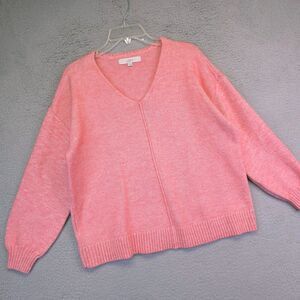 Loft Sweater Womens‎ M Pink V Neck Balloon Sleeve Wool Blend Chunky Boxy Fairy